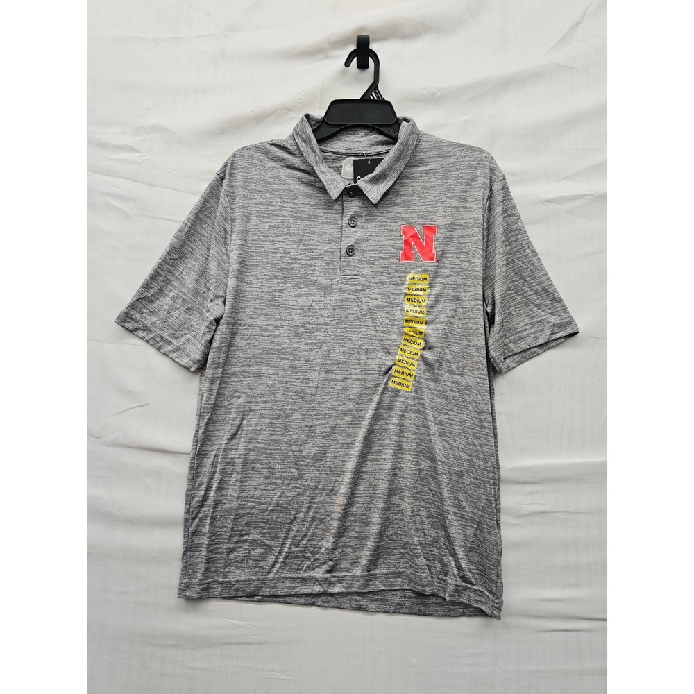 Captivating Mens Nebraska Huskers Polo Shirt Grey Polyester Athletic Size Medium
